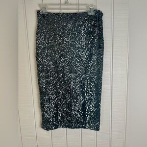 Xhiliration Silver/‎ Black Sequin Midi Skirt Small